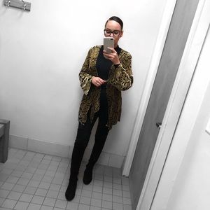 Baroque Print jacket with waist tie